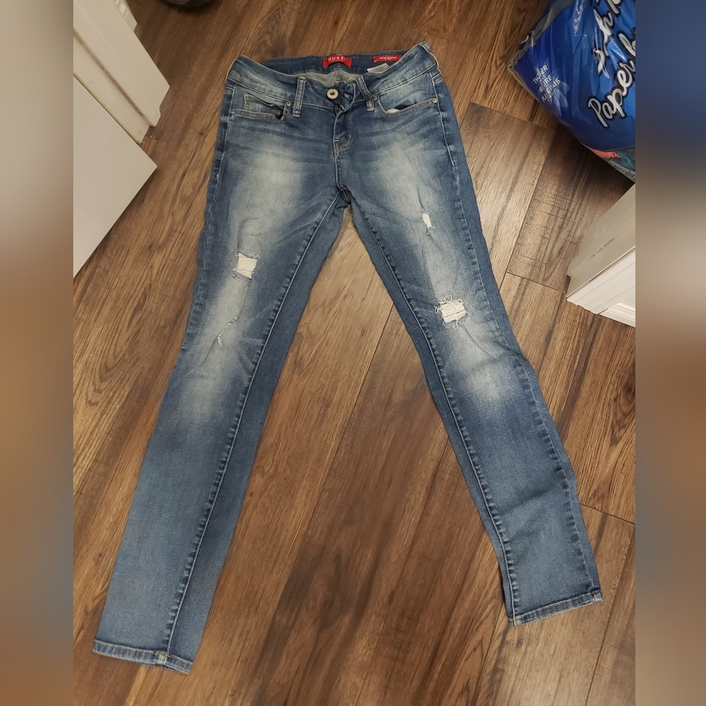 Guess Women's Distressed Blue Skinny Jeans
